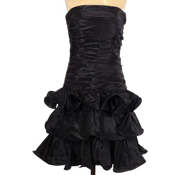Jump Apparel Brand 90's Black Ruffle Strapless Dress Size 3/4 NWT - Picture 1 of 5